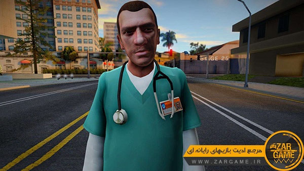دانلود اسکین کاراکتر نیکو بلیک | Niko Bellic با لباس پزشکی برای بازی GTA San Andreas