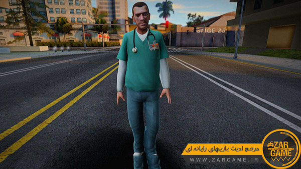 دانلود اسکین کاراکتر نیکو بلیک | Niko Bellic با لباس پزشکی برای بازی GTA San Andreas