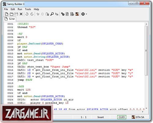 دانلود نرم افزار Sanny Builder v3.2.2: ساخت مدهای CLEO برای بازی GTA San Andreas