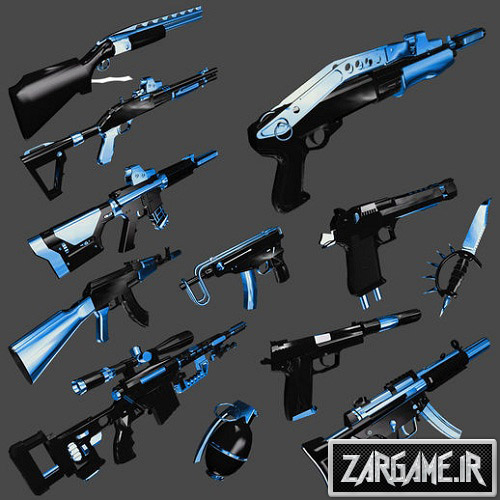 دانلود پک 14 اسلحه آبی رنگ برای (GTA 5 (San Andreas