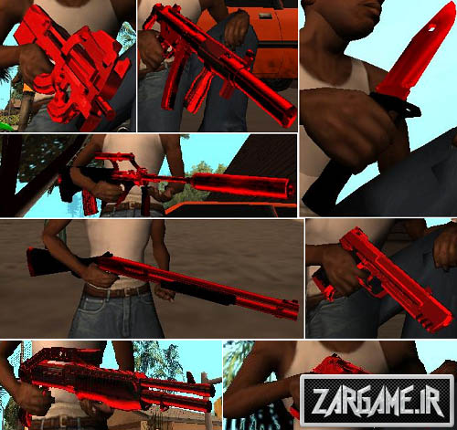 دانلود مجموعه 13 اسلحه ی قرمز برای (GTA 5 (San Andreas