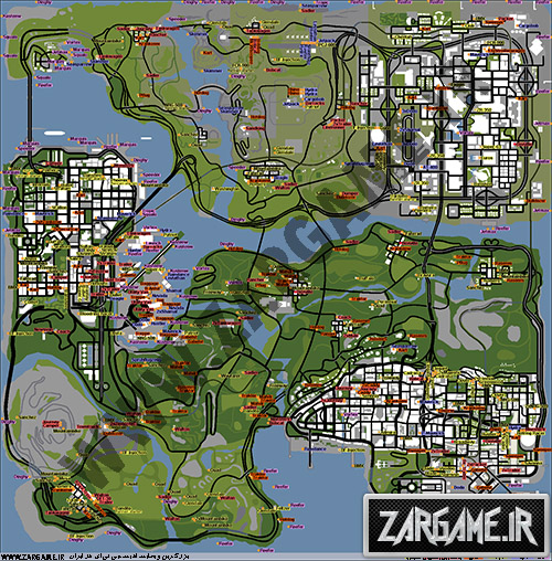 مکان وسایل نقلیه روی نقشه برای بازی (GTA 5 (San Andreas